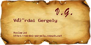 Várdai Gergely névjegykártya